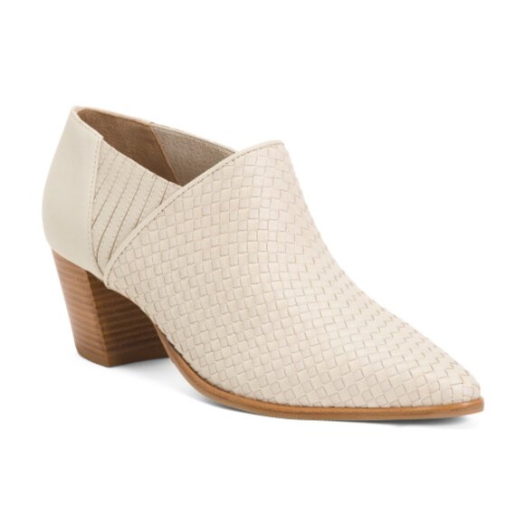 NEW BERNARDO Made In Brazil Leather Famous Heeled Booties in eggshell 725 10j5 - Picture 5 of 7